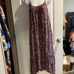 Universal Thread Navy and Orange Floral Midi Dress